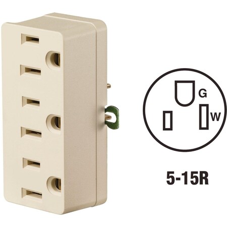 Leviton Straight Blade Receptacle, 5-15R, 15 A, 125V AC, 2 Pole, 3 Wire, Grounded 001-00698-00I